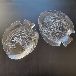 2 vintage Arcoroc Fish Shape glass dinner plates | 1980s